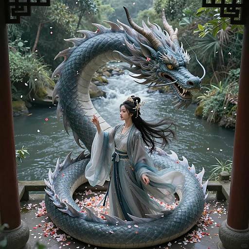 Enchanting Encounter: Girl and Dragon