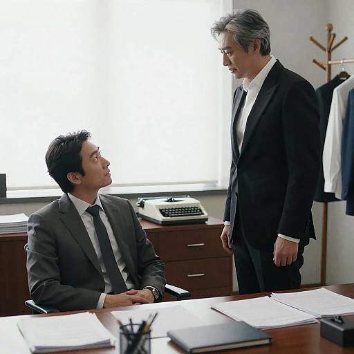 Office Interaction Between Two Men