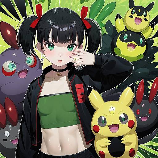 Illustration of Morpeko (hangry), pokemon in the style of Takeda hiromitsu