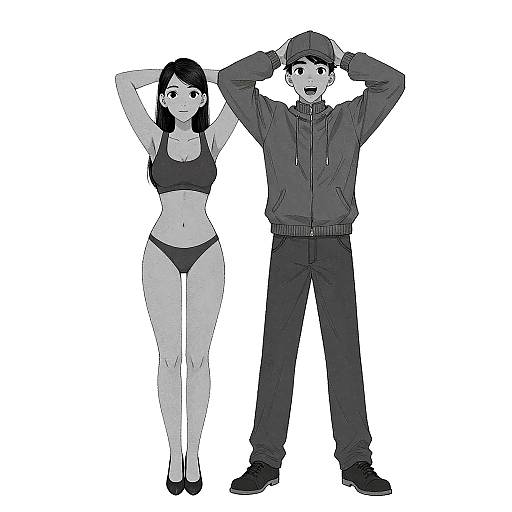 Monochrome Nude Sketch with Hat