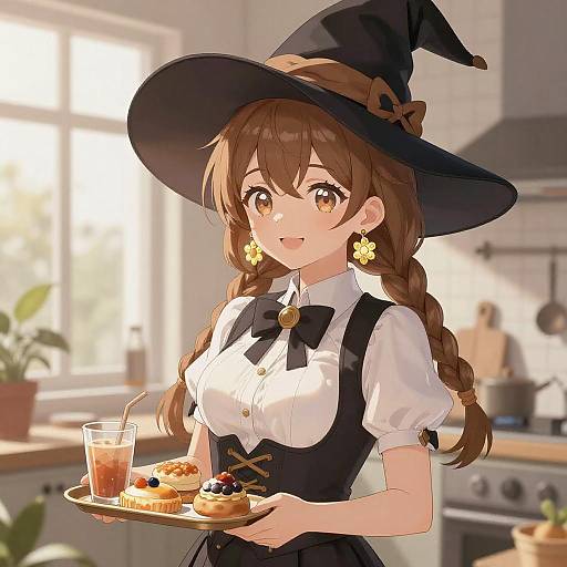 Charming Witch in a Sunlit Kitchen
