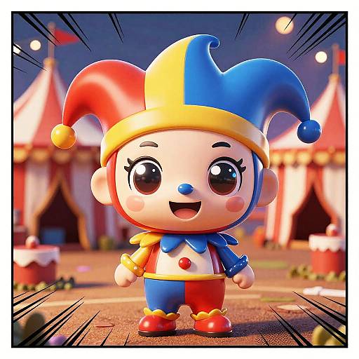 Cheerful Chibi Circus Jester
