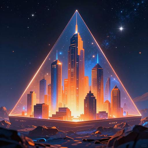 Futuristic Metropolis in Luminous Prism