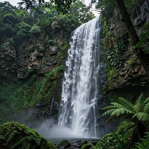 Majestic Waterfall in Emerald Forest