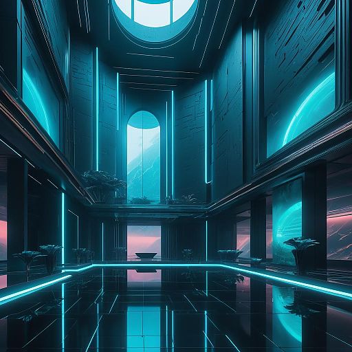 Cyberpunk Dystopia: Art Gallery Interior