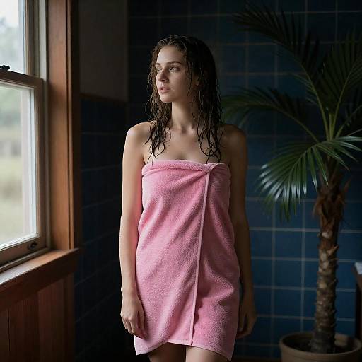 Serene Woman in a Rustic Escape