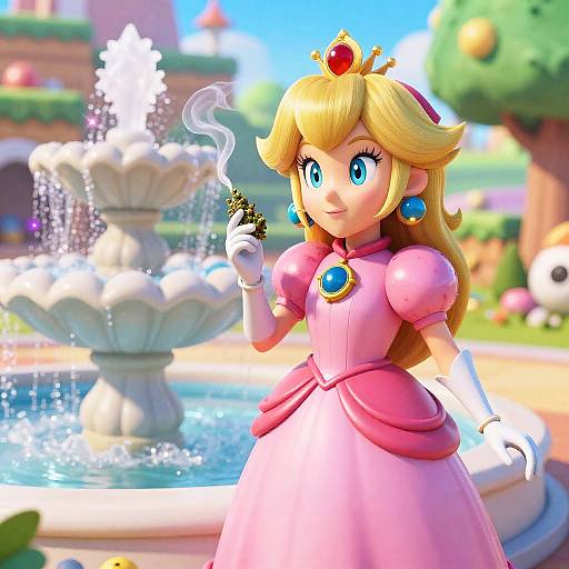 Mischievous Princess Peach in Psychedelic Scene