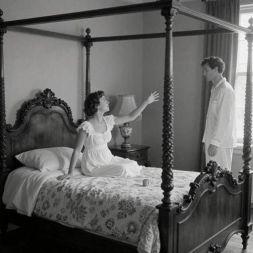 Vintage Bedroom in Black-and-White Elegance