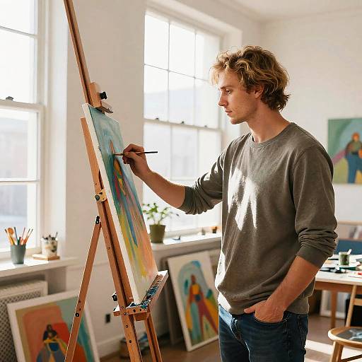 Dark Blonde Male Artist in Studio