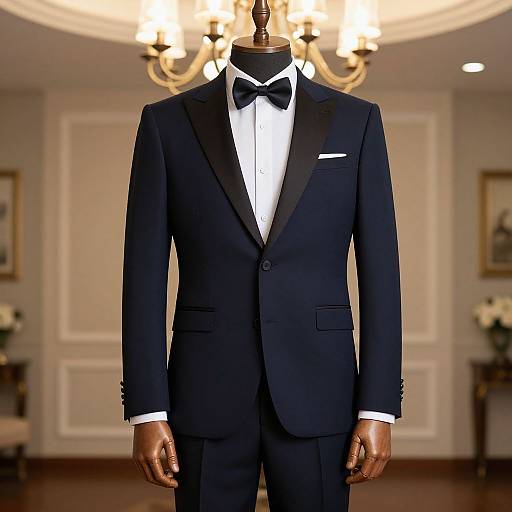 Man in Formal Suit with Chandelier