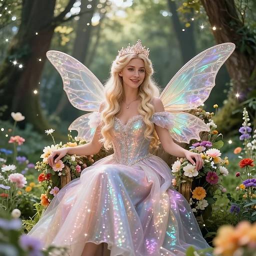 Blonde Fairy Queen in Enchanted Forest
