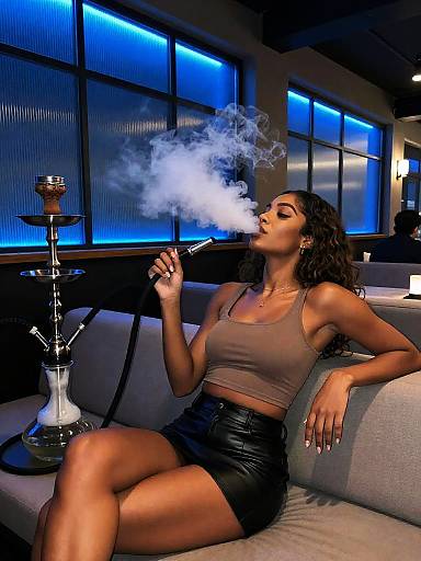 Cinematic Blue Hookah Lounge Portrait