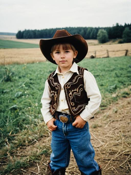 Child in Cowboy Costume Outdoors
