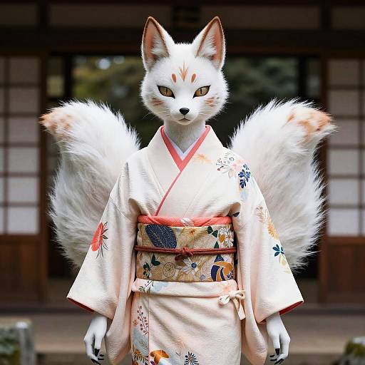 Realistic Kitsune in Traditional Kimono