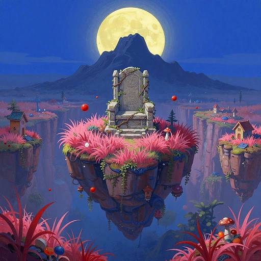 Surreal Floating Gardens Fantasy Landscape