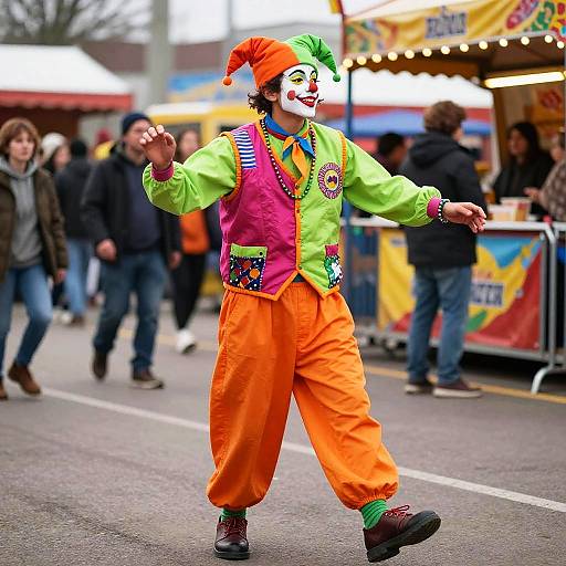 Vibrant Mardi Gras Street Juggler Outfit
