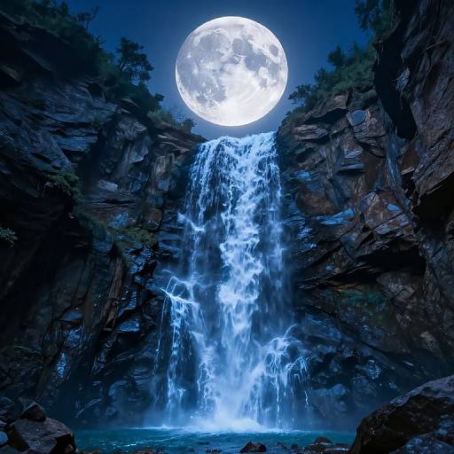 Gravity-Defying Blue Waterfall