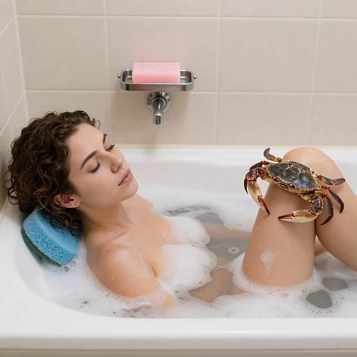 Serene Bathing Scene with a Crab