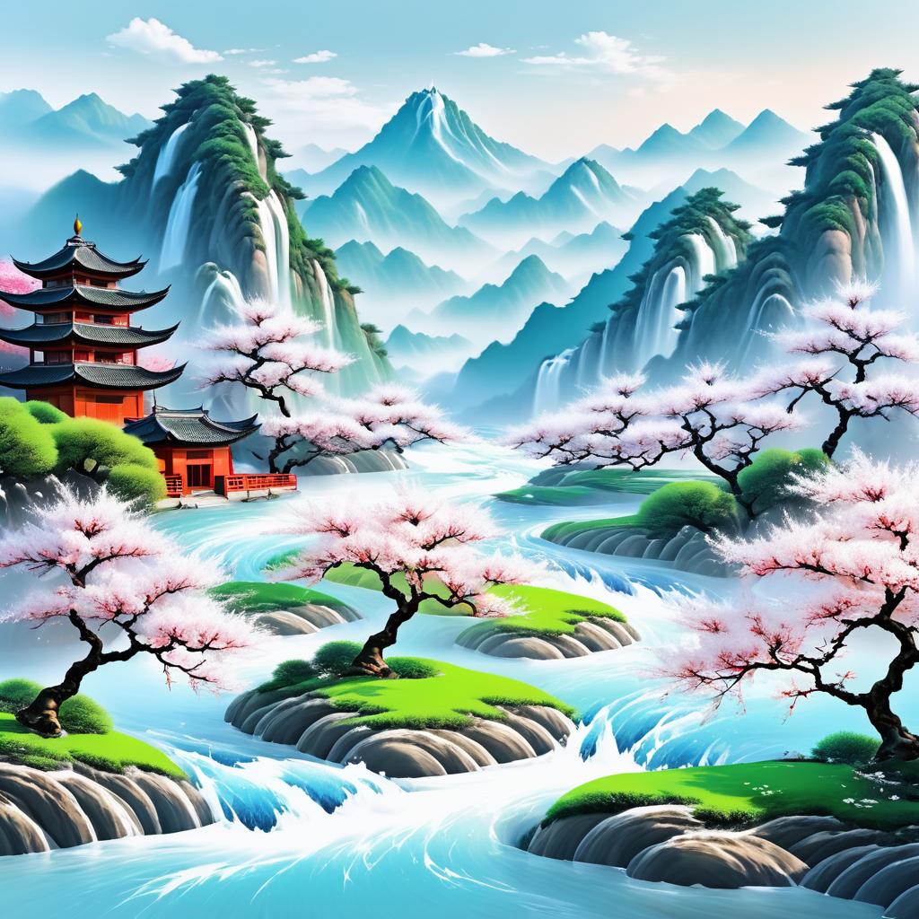 Stunning Photorealistic Cherry Blossom Mountains