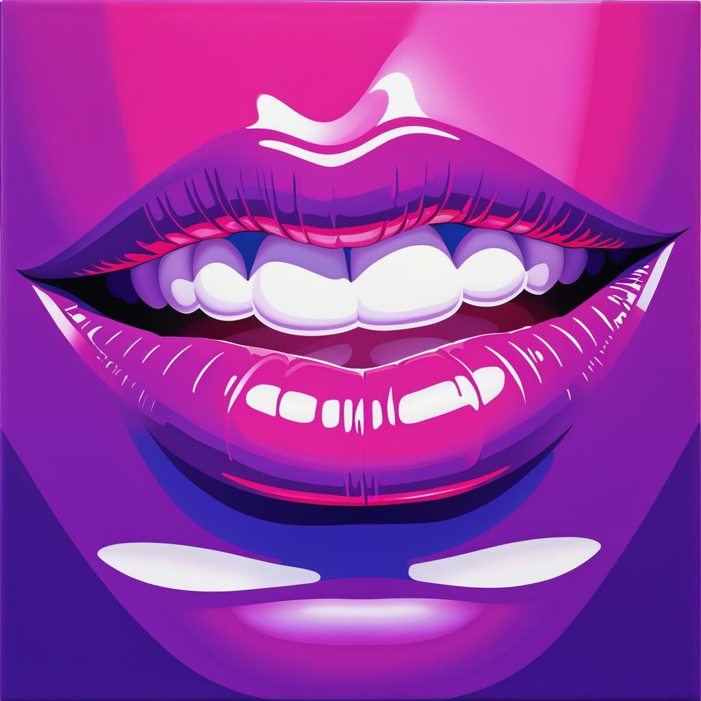 Vibrant Pop Art Glossy Pink Lips