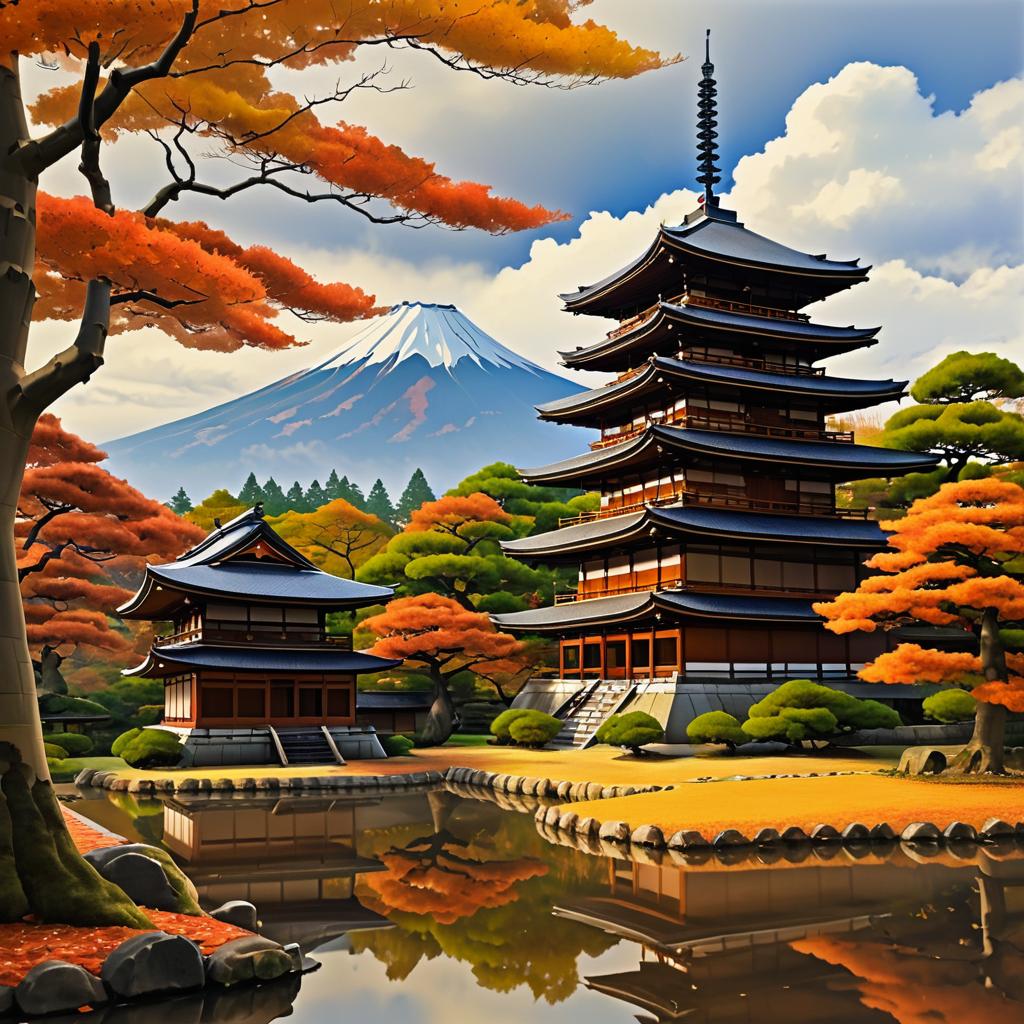 Autumn Serenity with Japanese Temple