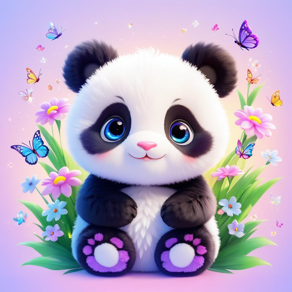 Adorable Panda Surrounded by Nature's Beauty