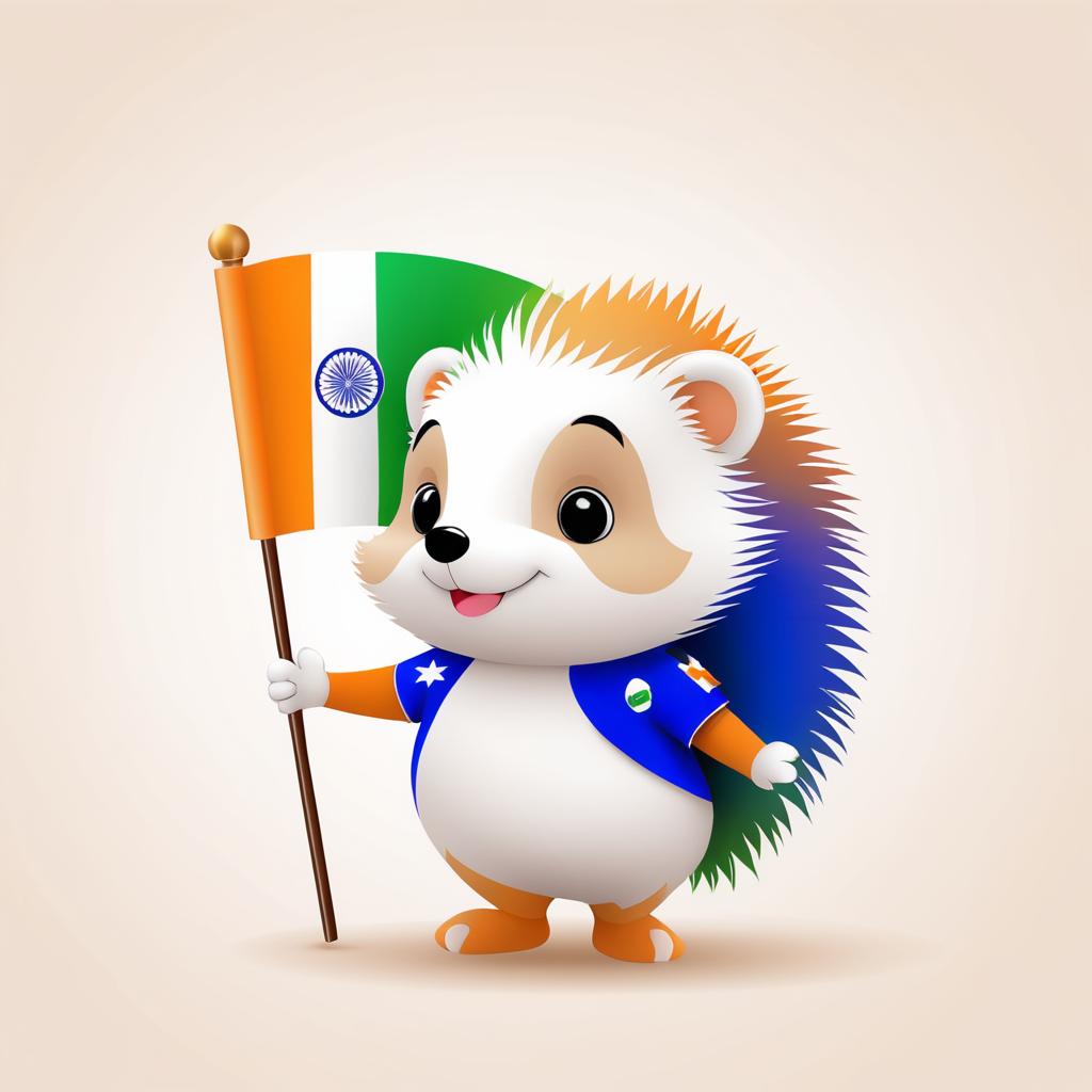 Adorable Hedgehog with India's Flag