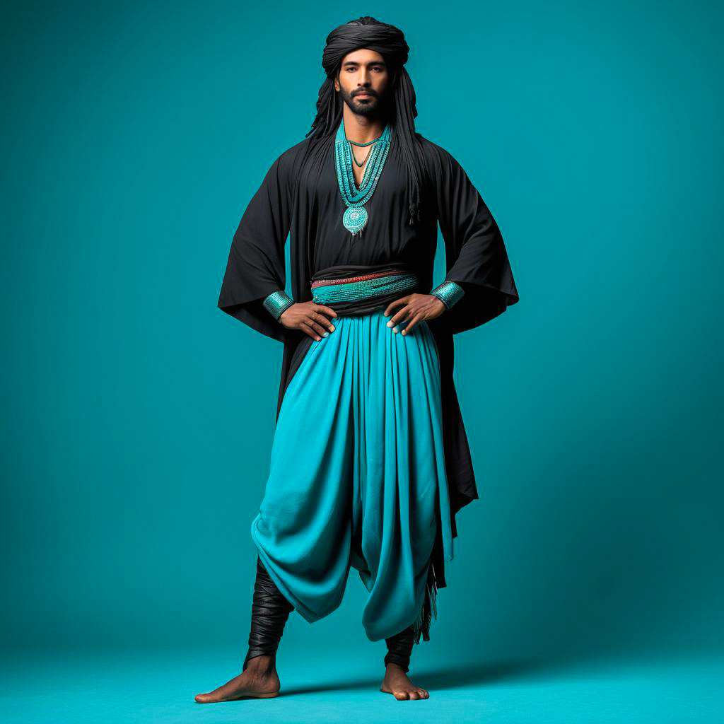 Confident Tuareg Storyteller in Traditional Attire