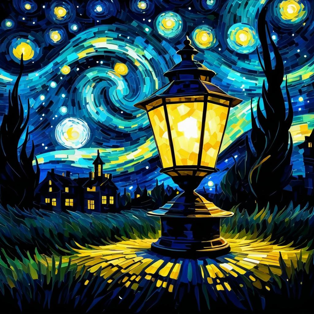 Van Gogh's Lantern Under Starlit Skies