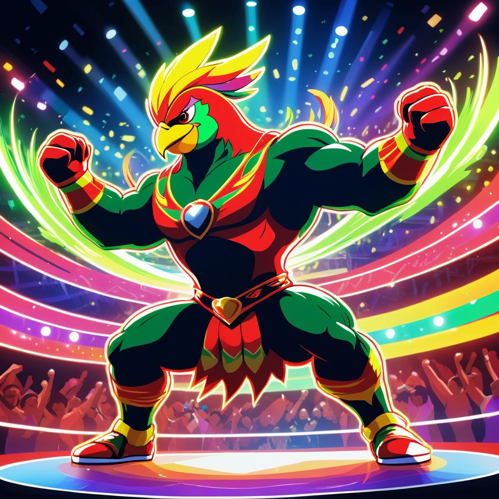 Dynamic Hawlucha in Action-Packed Arena