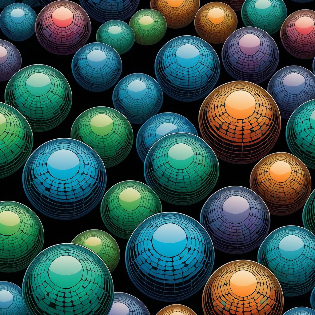 Nested Spheres in Escher-Style Illustration