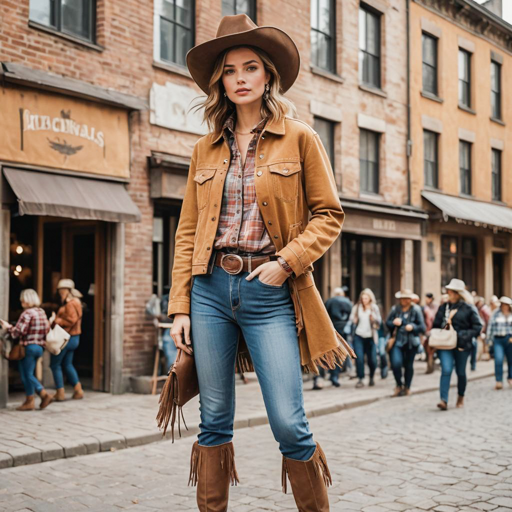 Stylish Cowgirl in Rustic Fashion