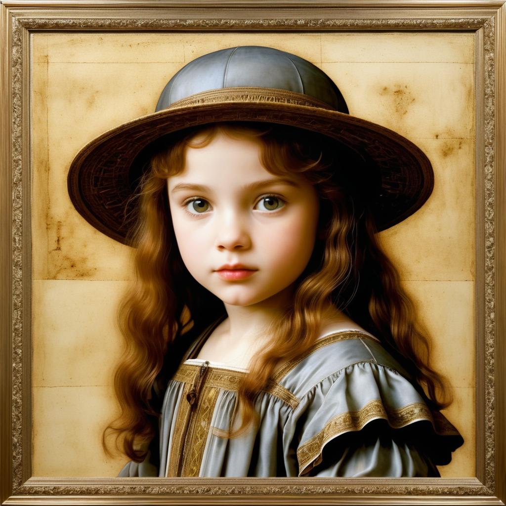 Intricate Realism Child Portrait by Da Vinci