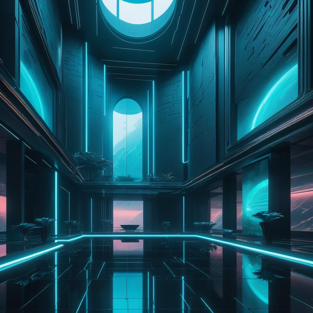 Cyberpunk Dystopia: Art Gallery Interior