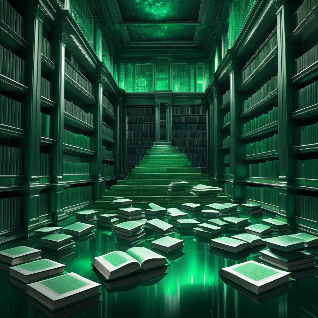 Emerald Libraries: Floating Books Fantasy