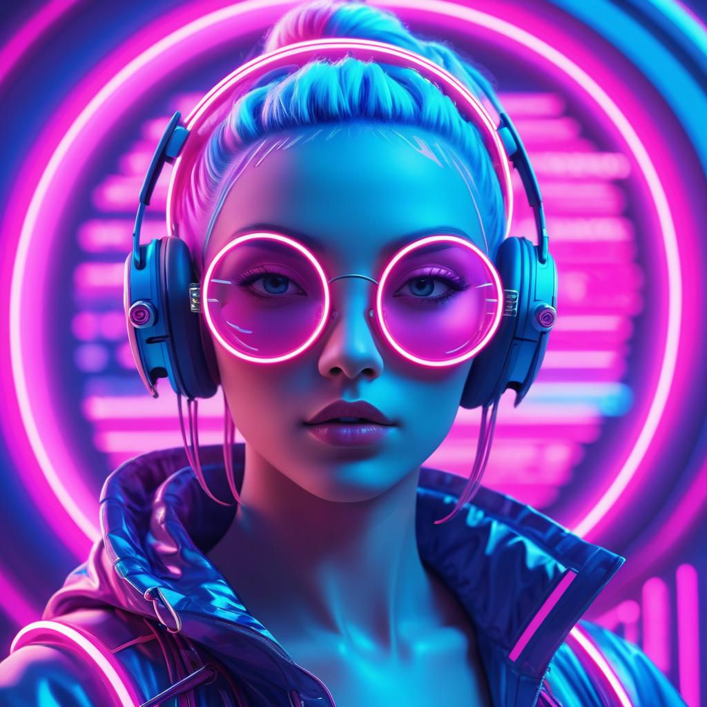 Futuristic Woman in Neon Cyberpunk Scene