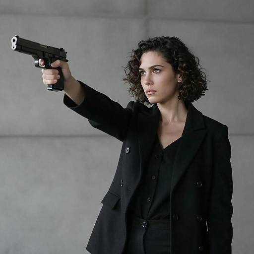 Determined Woman with Handgun Portrait