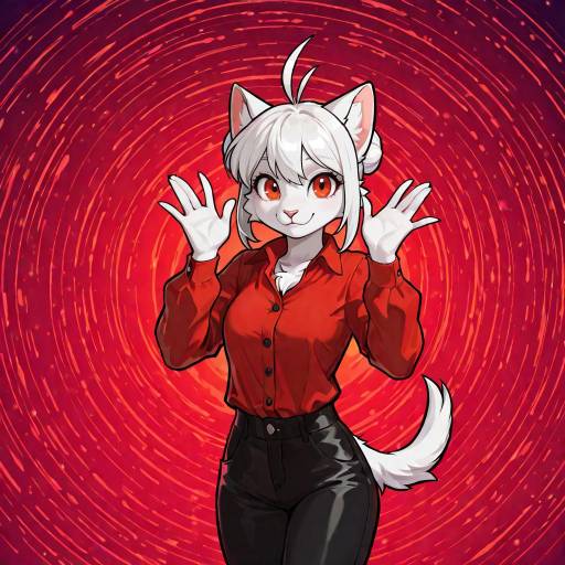 Playful Anthropomorphic Kitten Character Art