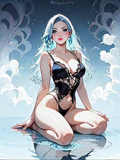 Dark Fantasy Woman in Black Lace Lingerie