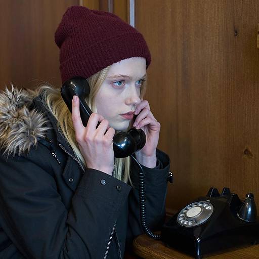 Young Woman with Rotary Phone Portrait