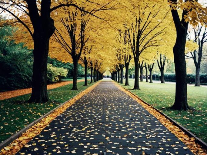 Charming Fall Park Pathway Wallpaper