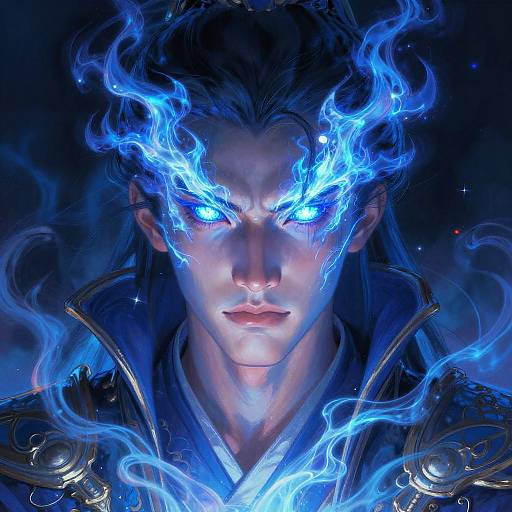 Warrior with Blue Fire Eyes