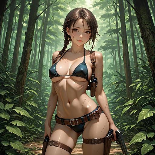 Armed Woman in Jungle Bikini