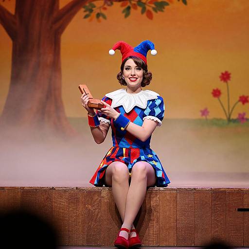 Smiling Jester on Autumn Stage