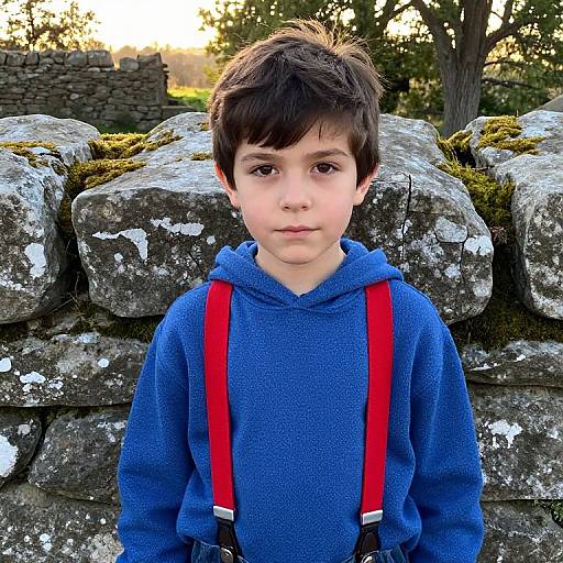 Confident Boy in Cozy Hoodie Outdoors