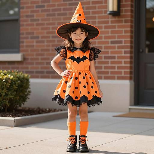 Young Girl in Halloween Witch Costume