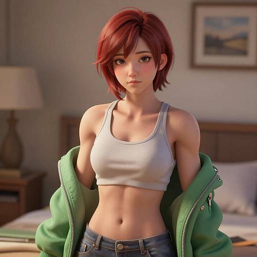 Gorgeous Semi-Realistic Tomboy Girl Portrait