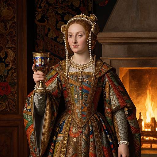 Medieval Noblewoman with Jeweled Goblet