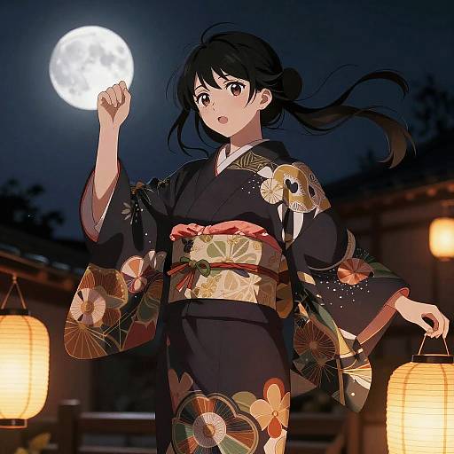 Anime Girl in Flowing Kimono