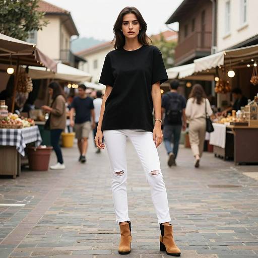 Lean Woman in Casual Streetwear Market